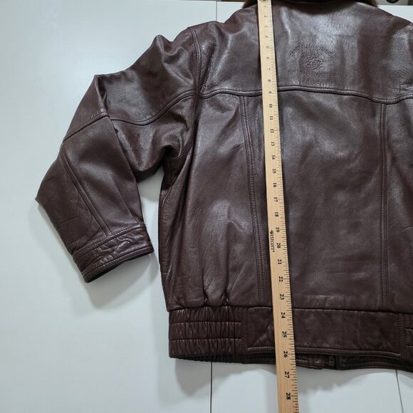 Santa Barbara Polo Racquet Club Leather Jacket Men 50 Brown LS Equestrian Vtg - Picture 6 of 16